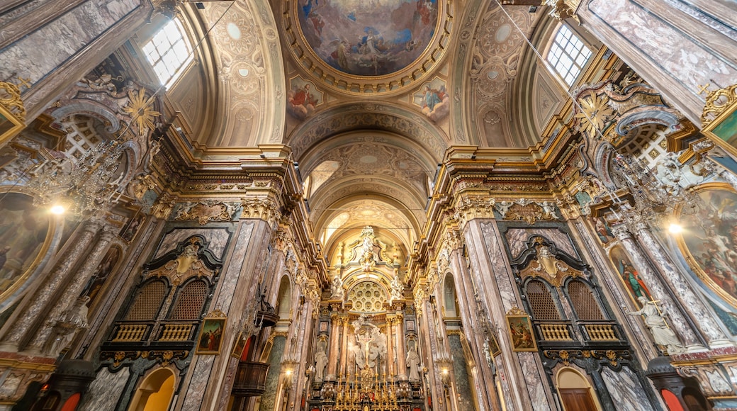 Bra, Cuneo, Piedmont, Italy - October 28, 2021: interior of the parish church of Sant Andrea Apostolo in Baroque style (17th century)