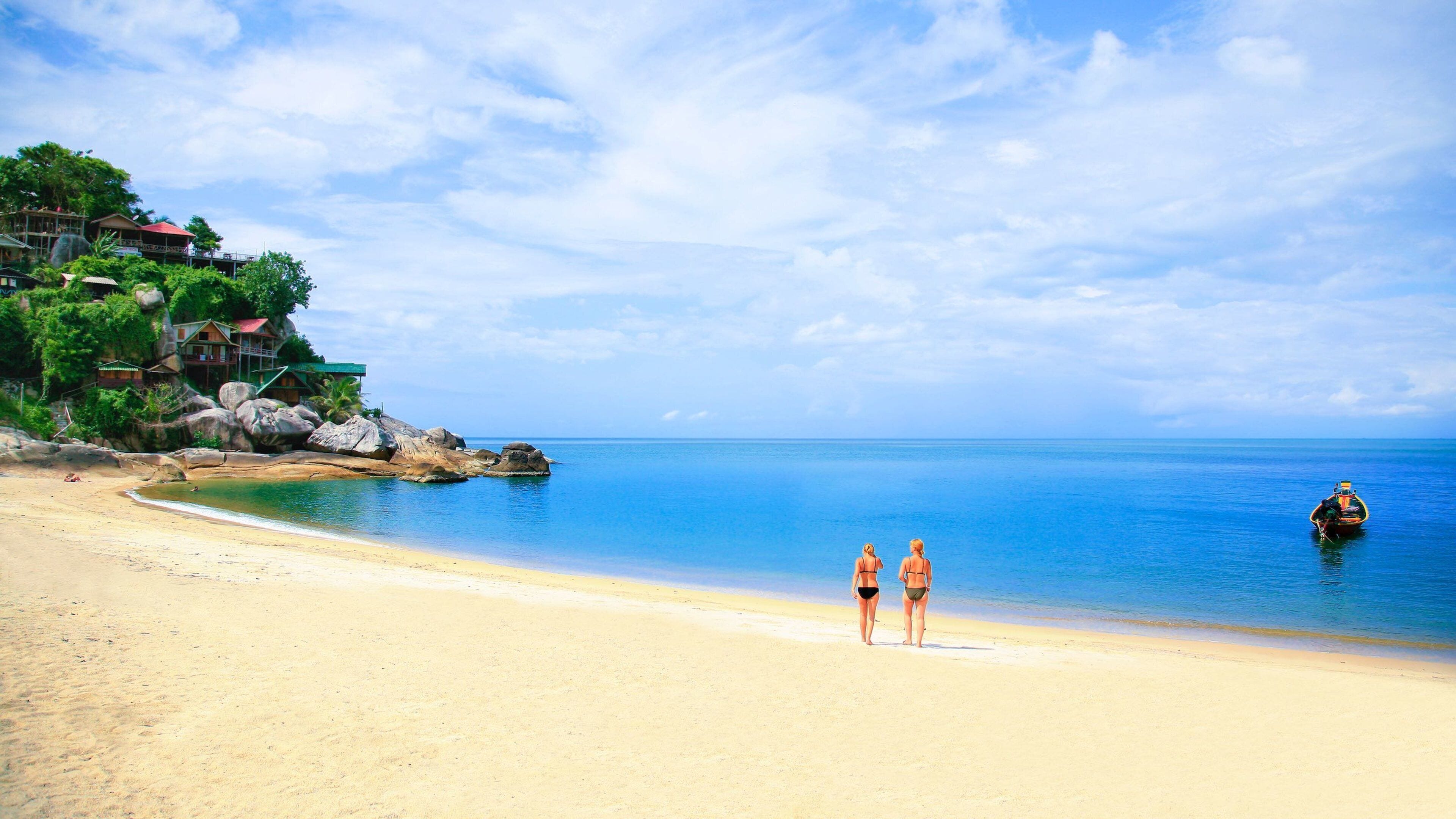 Ko Pha-ngan featuring general coastal views and a sandy beach as well as a couple