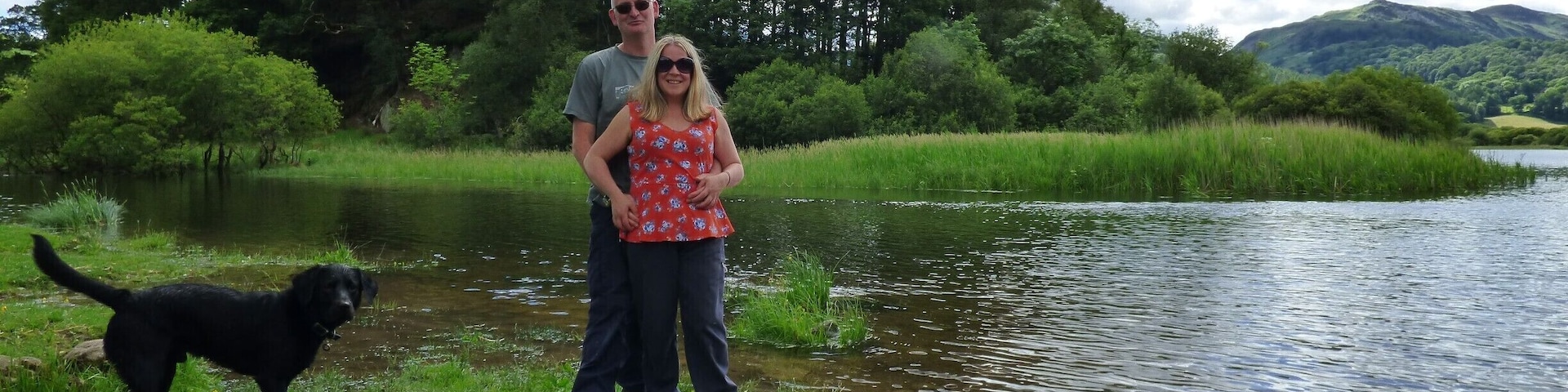 Pretty lake in the Langdale valley. Easy walk from elterwater village , which continues along the river to Skelwith Bridge.