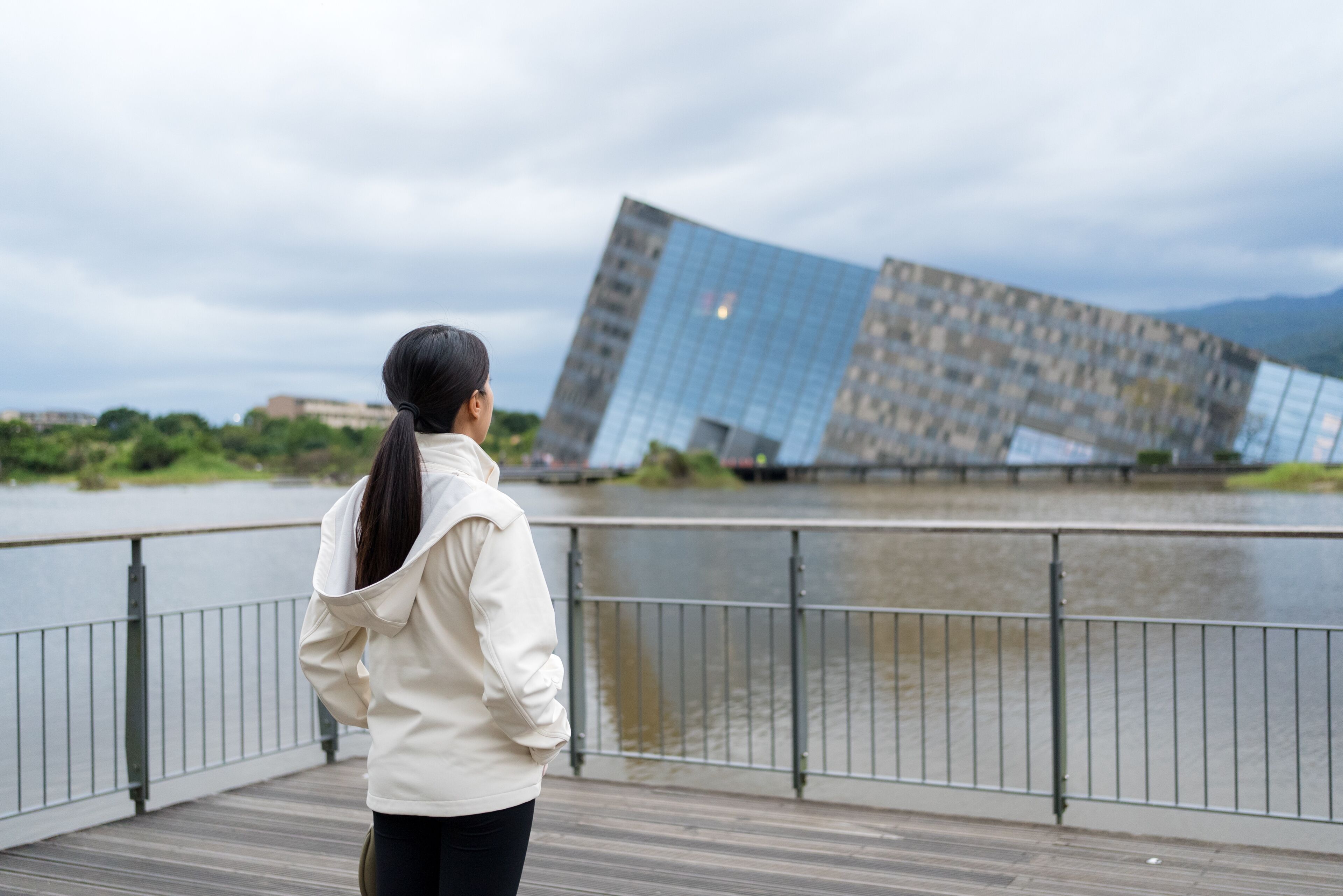 Woman go travel and visit Lanyang Museum in Yilan of Taiwan