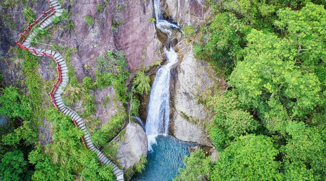Houdongkeng (Monkey Cave) Waterfall Aerial Photography - Birds eye view use the drone photography, shot in Jiaoxi Township, Yilan, Taiwan.; Shutterstock ID 715137877; purchase_order: SF 06557000; job: