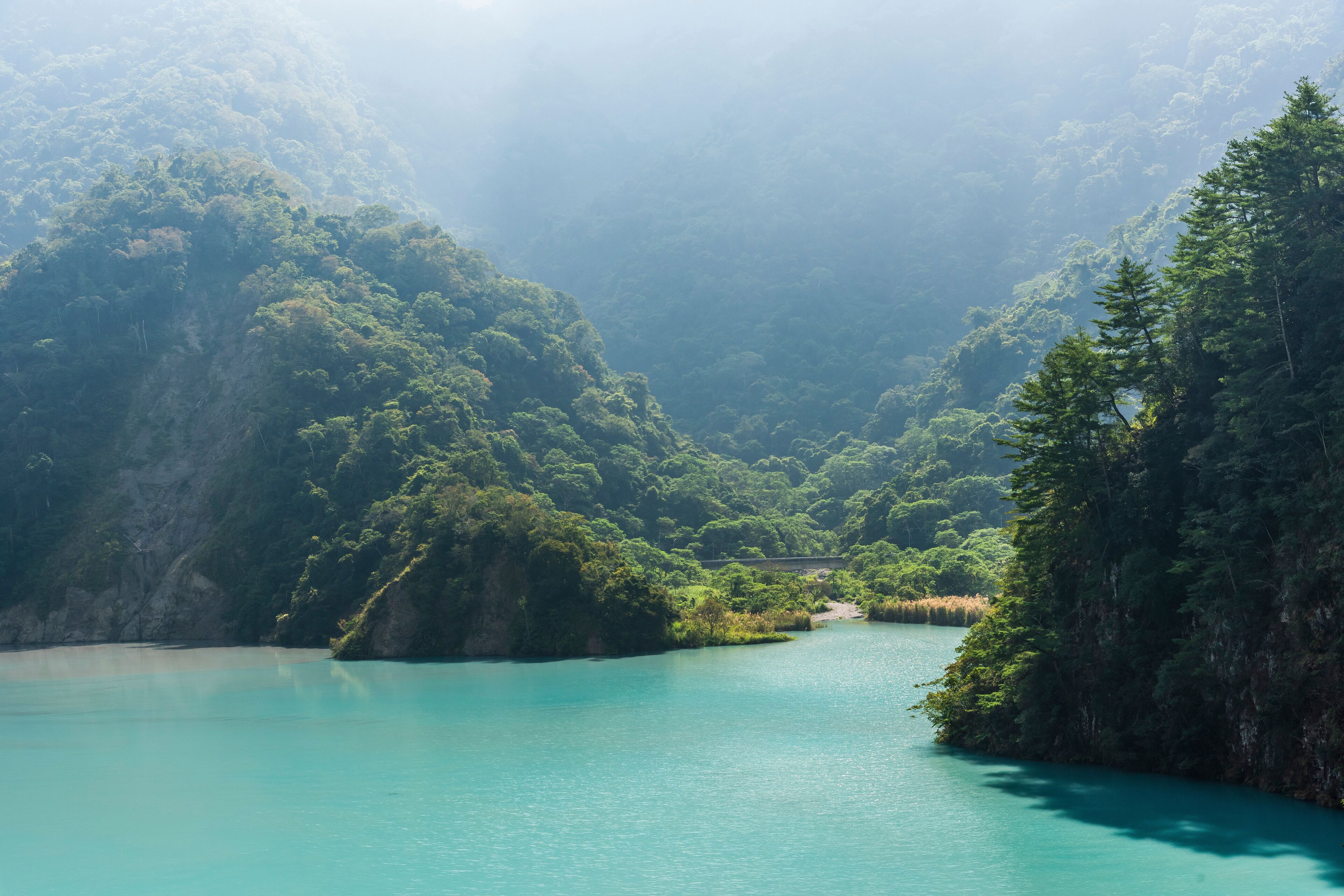The beautiful scenery of Wujie Reservoir in Nantou County, Taiwan.