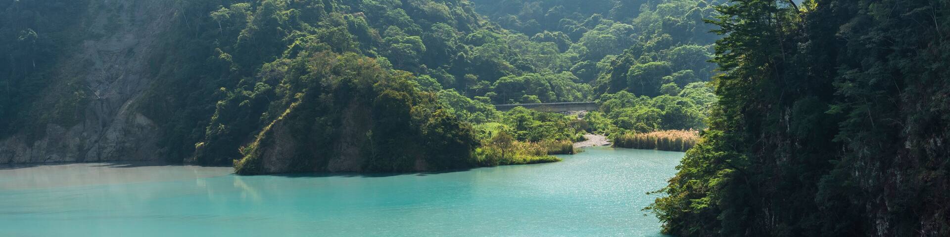 The beautiful scenery of Wujie Reservoir in Nantou County, Taiwan.