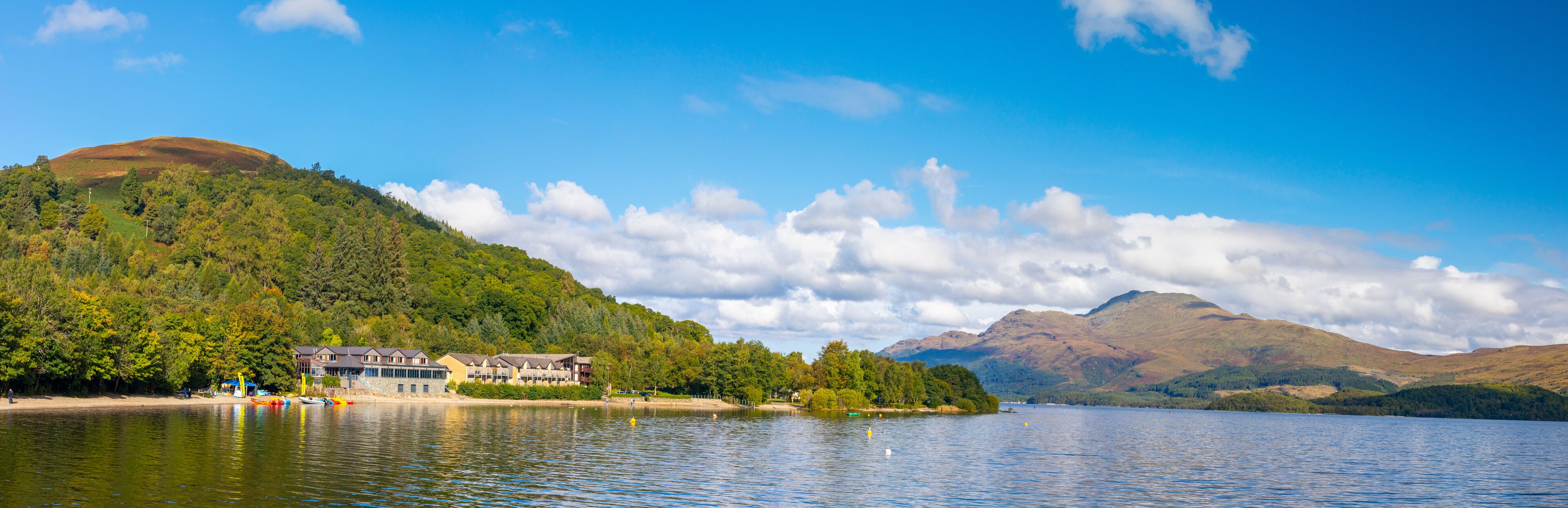 Panoramic view of Loch Lomond and Ben Lomond, Luss
