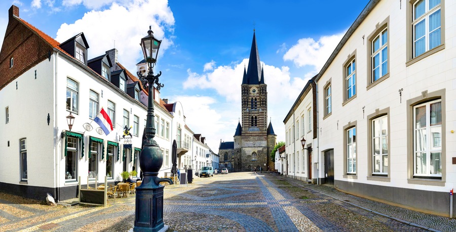 Historic city of Thorn in Limburg, Netherlands, known for its white houses