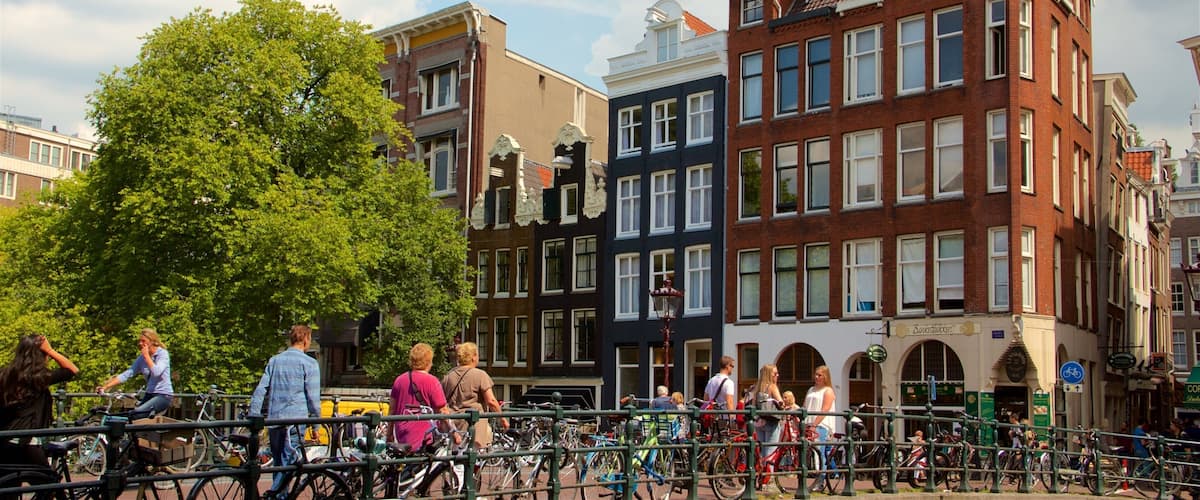 North Holland showing street scenes as well as a large group of people