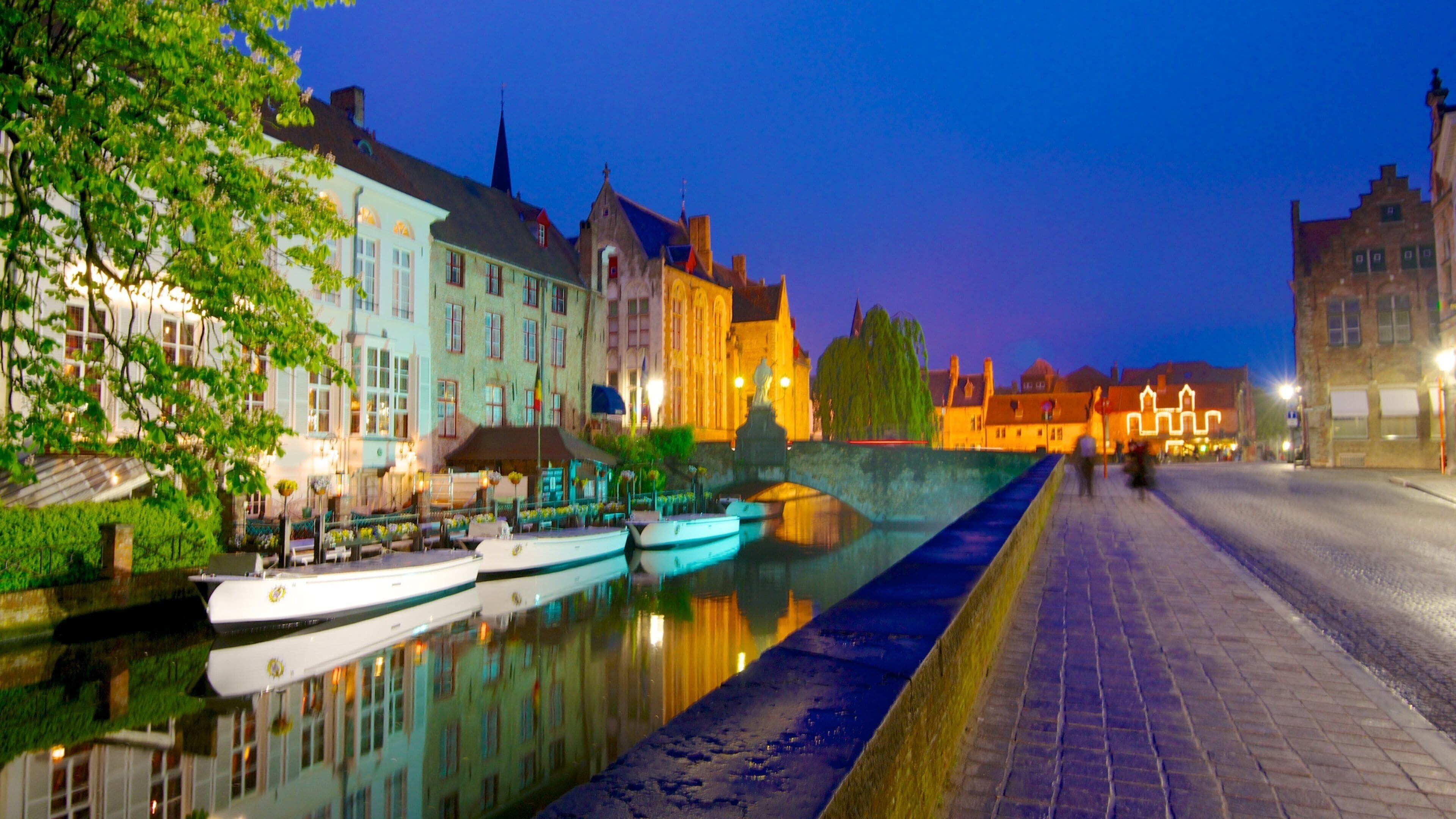 Flemish Region showing a river or creek, night scenes and a city