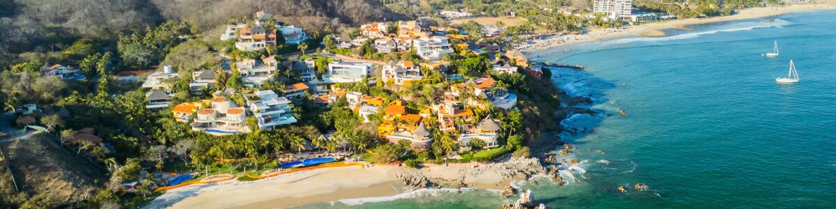 Beaches of Clear Water in La Cruz de Huanacaxtle, Nayarit. Mexican Pacific Ocean Coastline