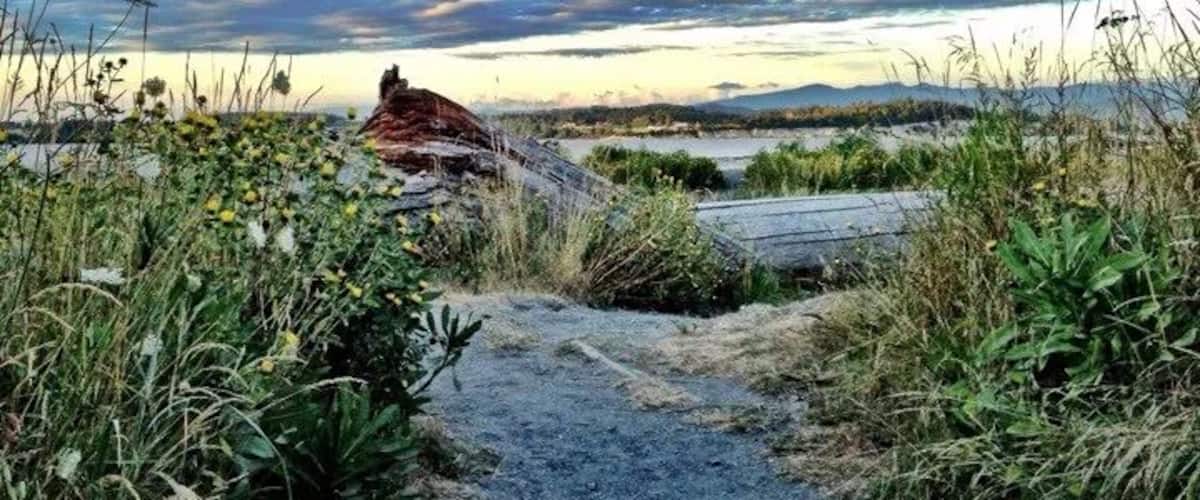 Iverson Spit Preserve on Camano Island. Nice views of the Cascades when it's clear and a fun place to play at low tide.