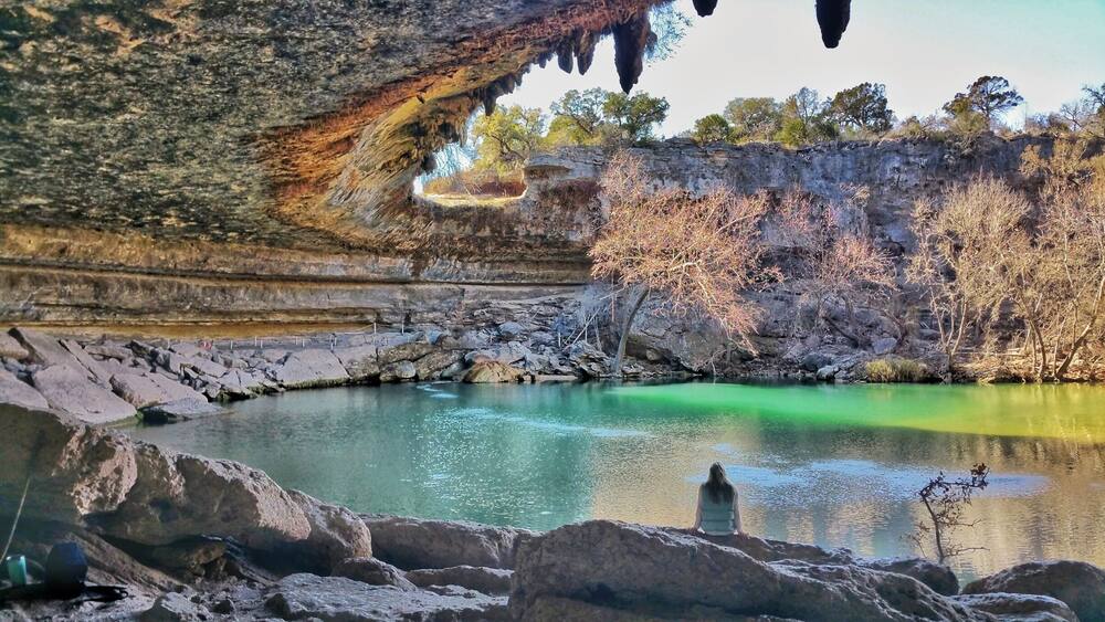 This is a popular swimming hole west of Austin ...so popular, that in summer, reservations are required. But in winter, reservations are not needed, it is uncrowded, and just as beautiful.