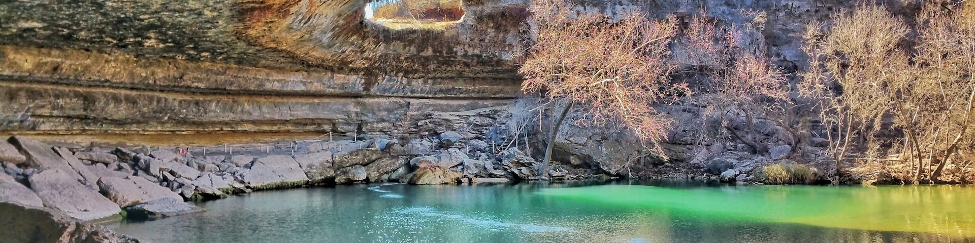 This is a popular swimming hole west of Austin ...so popular, that in summer, reservations are required. But in winter, reservations are not needed, it is uncrowded, and just as beautiful.