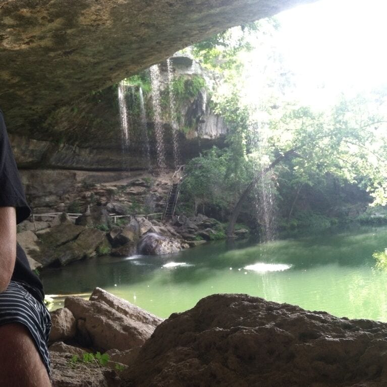 Swimming with the boy. 