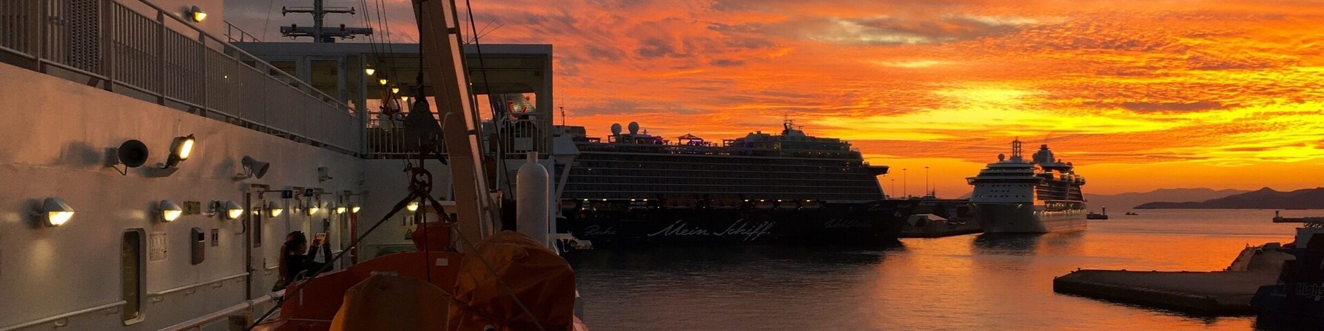 November's sunset... leaving with the boat from the port of Piraeus...