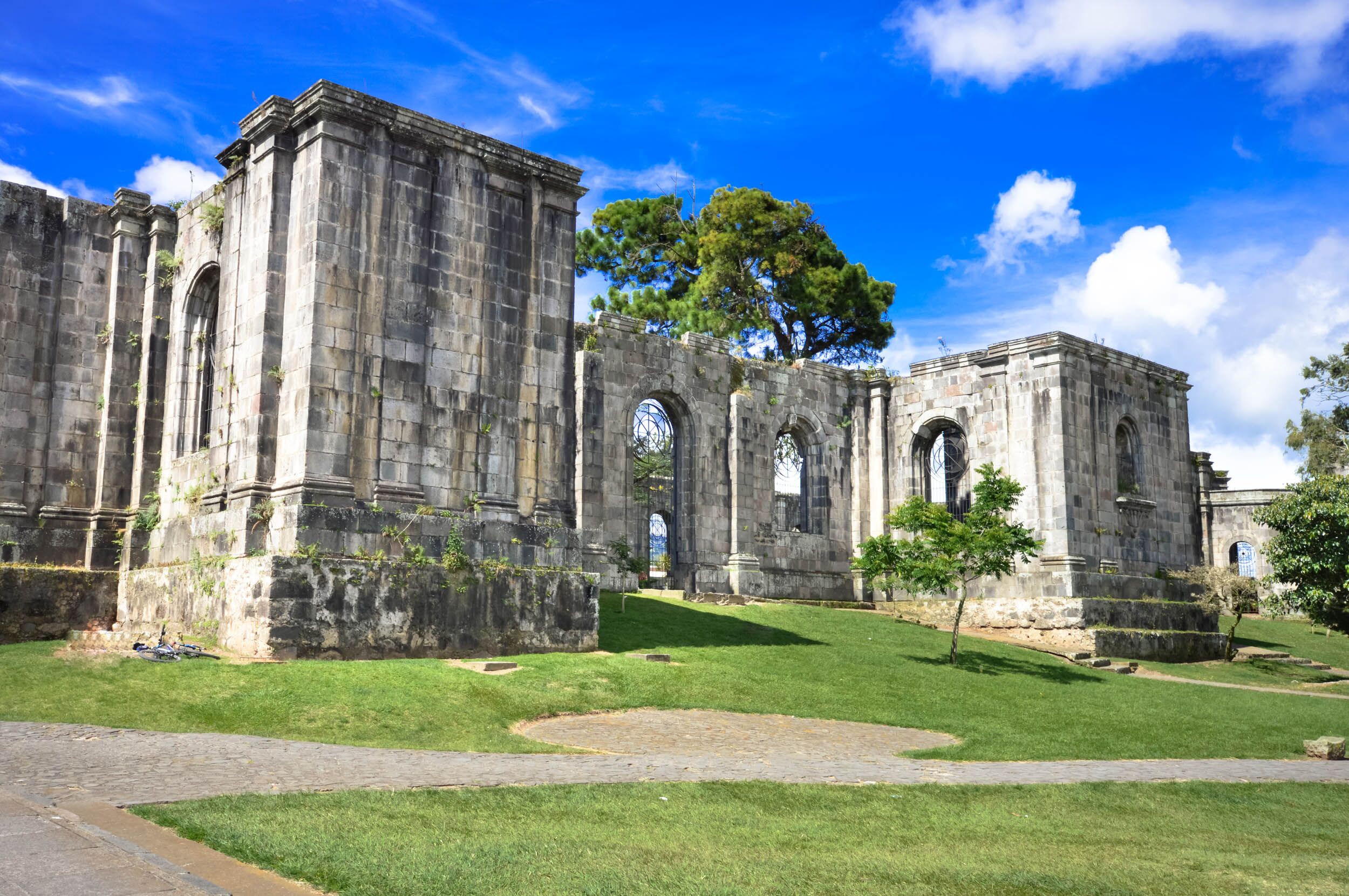 Santiago Apostol Parish Ruins in in the city of Cartago, Costa Rica. The site was never completed and what had been built was destroyed by numerous earthquakes.