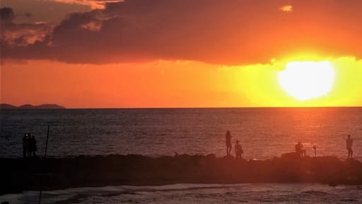 It looks as if ‘the great ball of fire’ is being pushed into the sea by the clouds. #Trovember