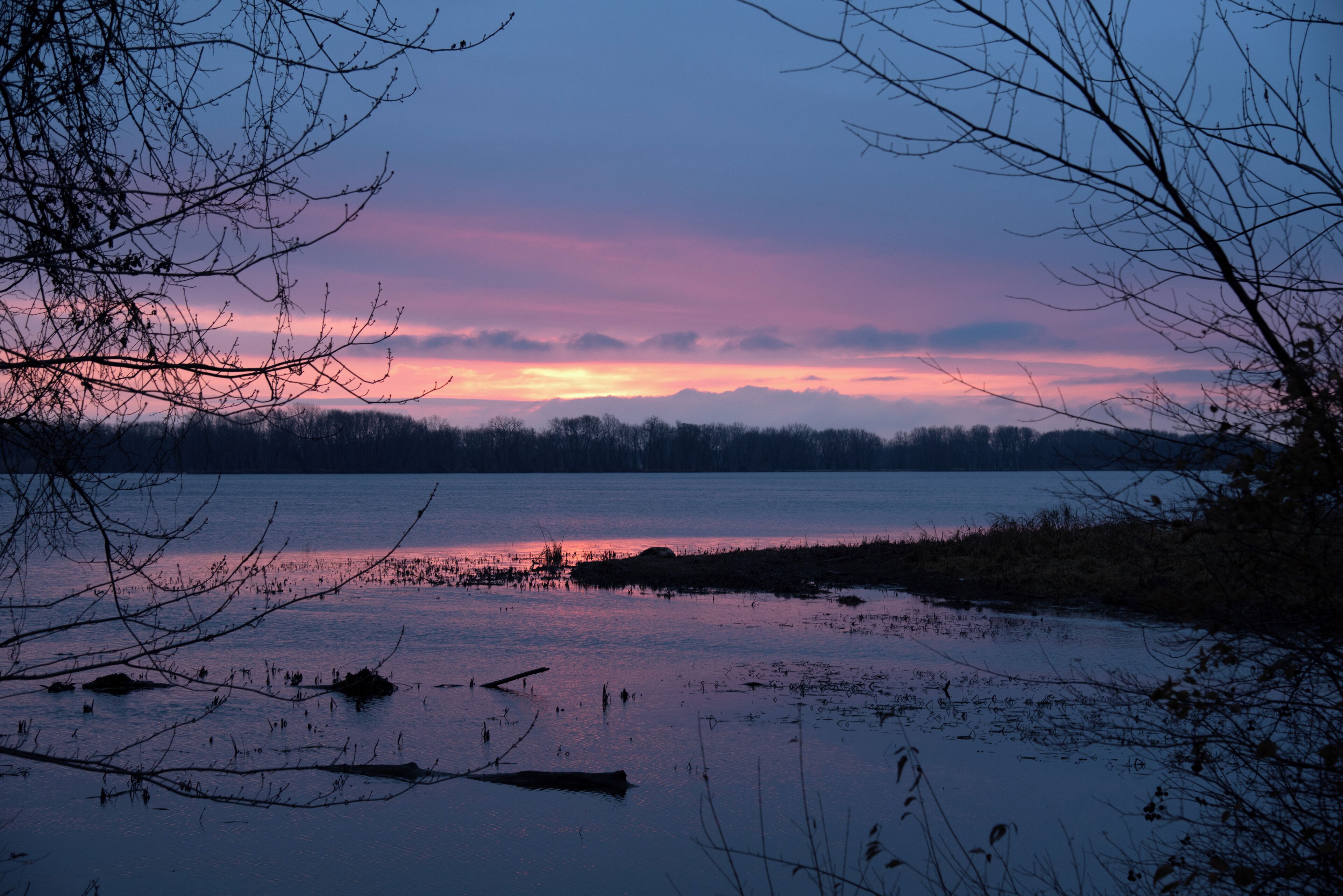 Sunrise from the same place a day after the first one. This is a great location for sunrise over the big river.