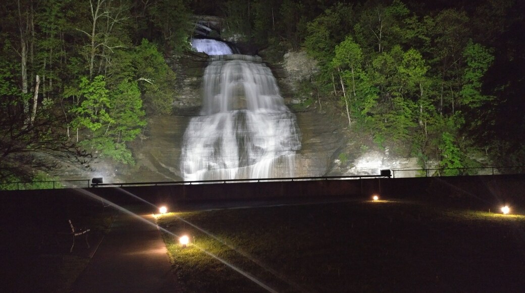 Shequaga Falls at night.