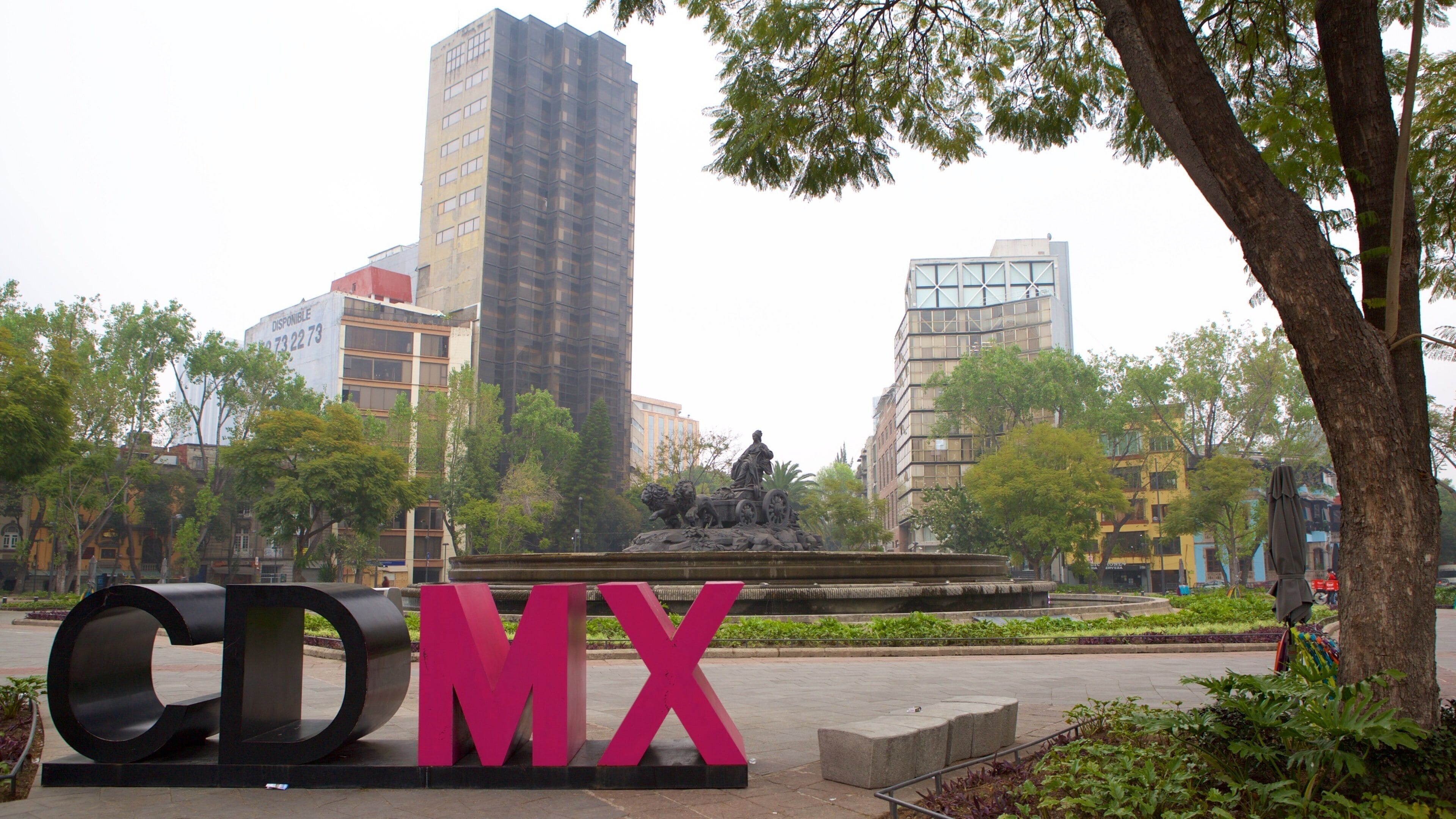 La Condesa showing city views, a fountain and a park