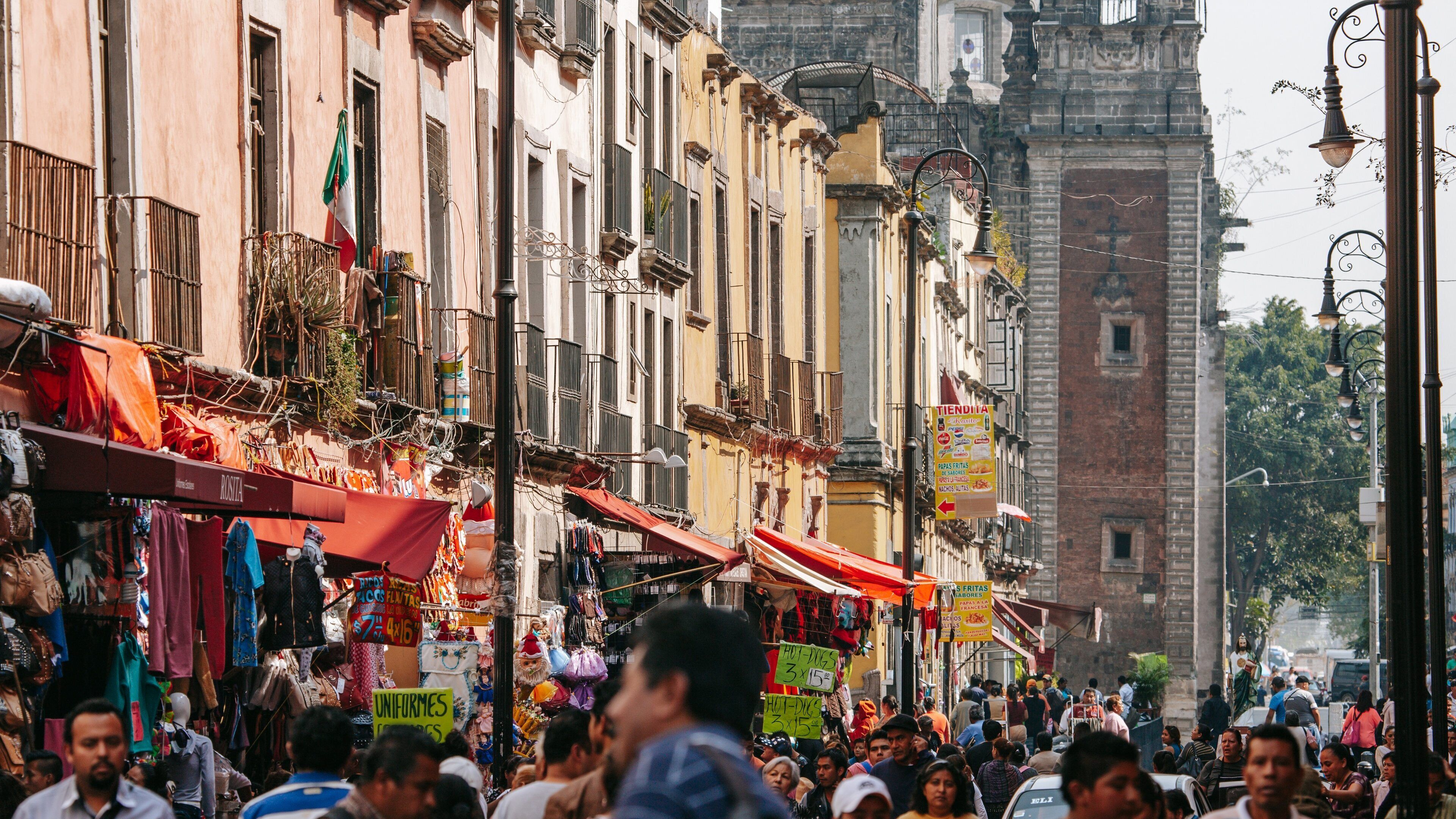 Downtown Mexico City featuring a city and street scenes
