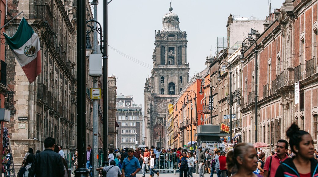 Downtown Mexico City featuring heritage architecture, street scenes and a city