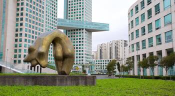 Santa Fe which includes modern architecture, a statue or sculpture and a park