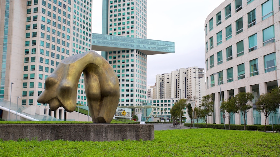 Santa Fe which includes a statue or sculpture, modern architecture and a garden