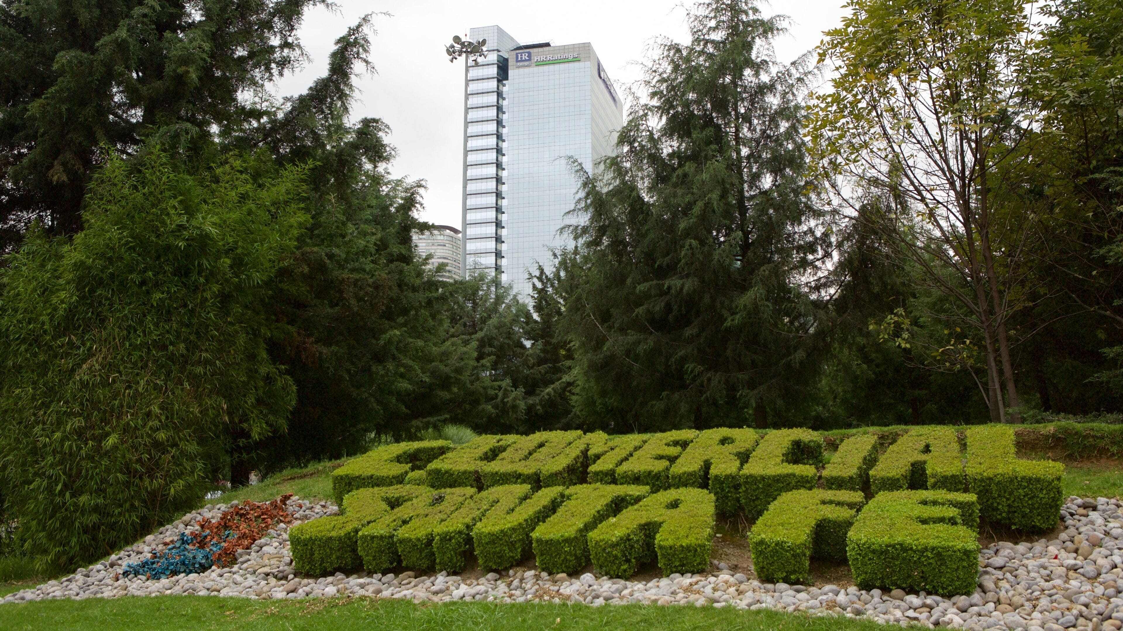 Santa Fe which includes signage and a garden