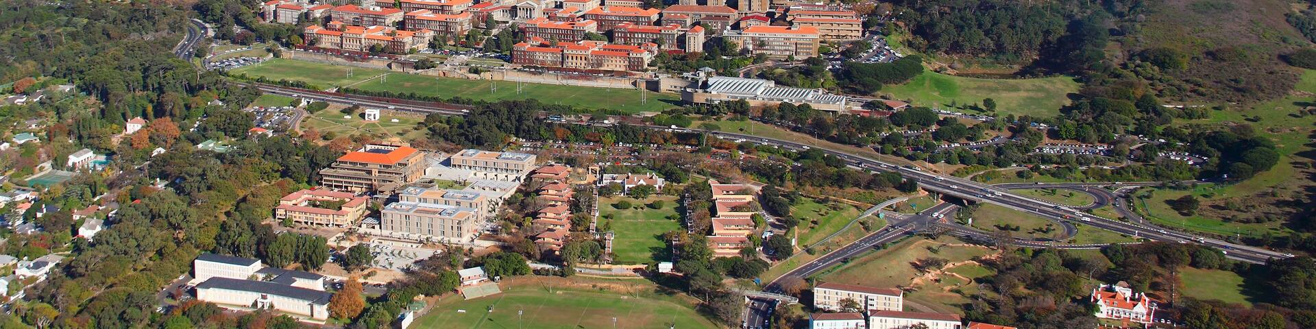 Cape Town, Western Cape / South Africa - 05/19/2011 - Aerial photo of University of Cape Town with Table Mountain in the background
