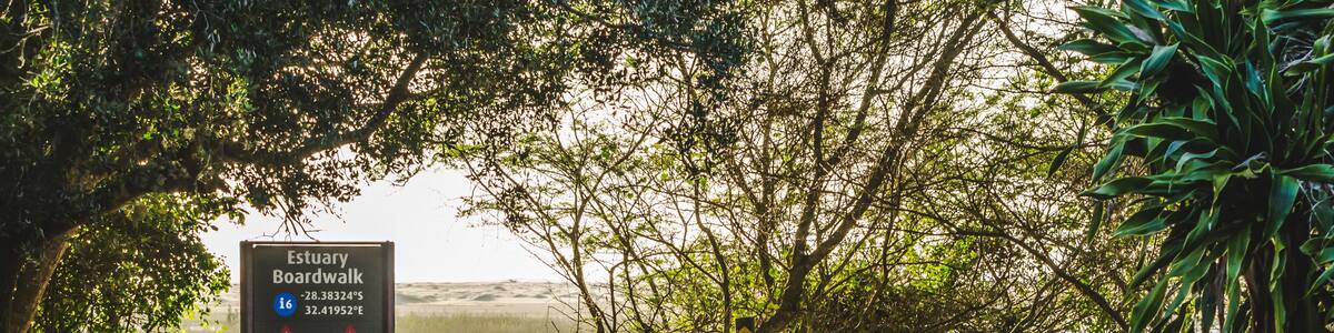 Isimangaliso wetland, danger crocodiles attention sign, St Lucia estuary South Africa