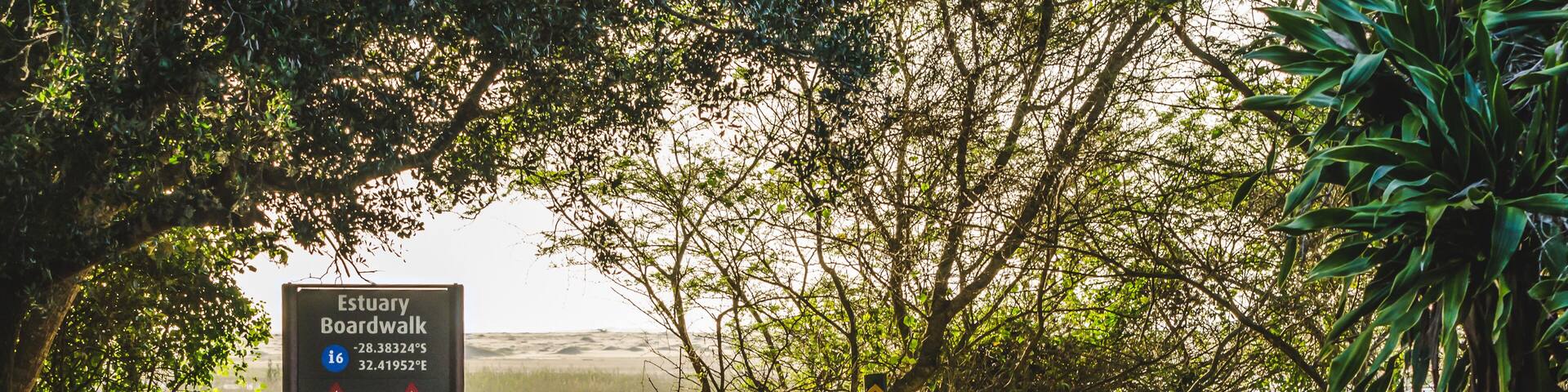 Isimangaliso wetland, danger crocodiles attention sign, St Lucia estuary South Africa