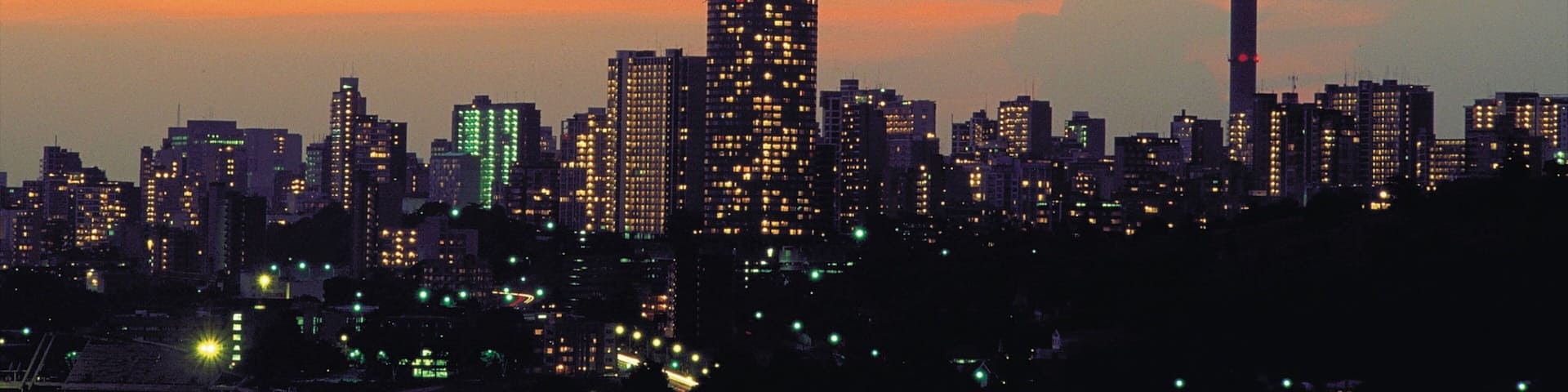 Johannesburg som visar en solnedgÄng, en stad och skyline
