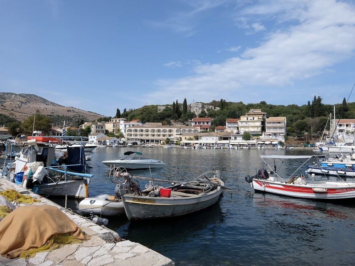View of the beautiful little harbor of Kassiopi. 

It's the ideal place to relax, while eating lunch in one of the tavernas and enjoying the view. We even saw some dolphins right outside the bay, which was an amazing bonus.

