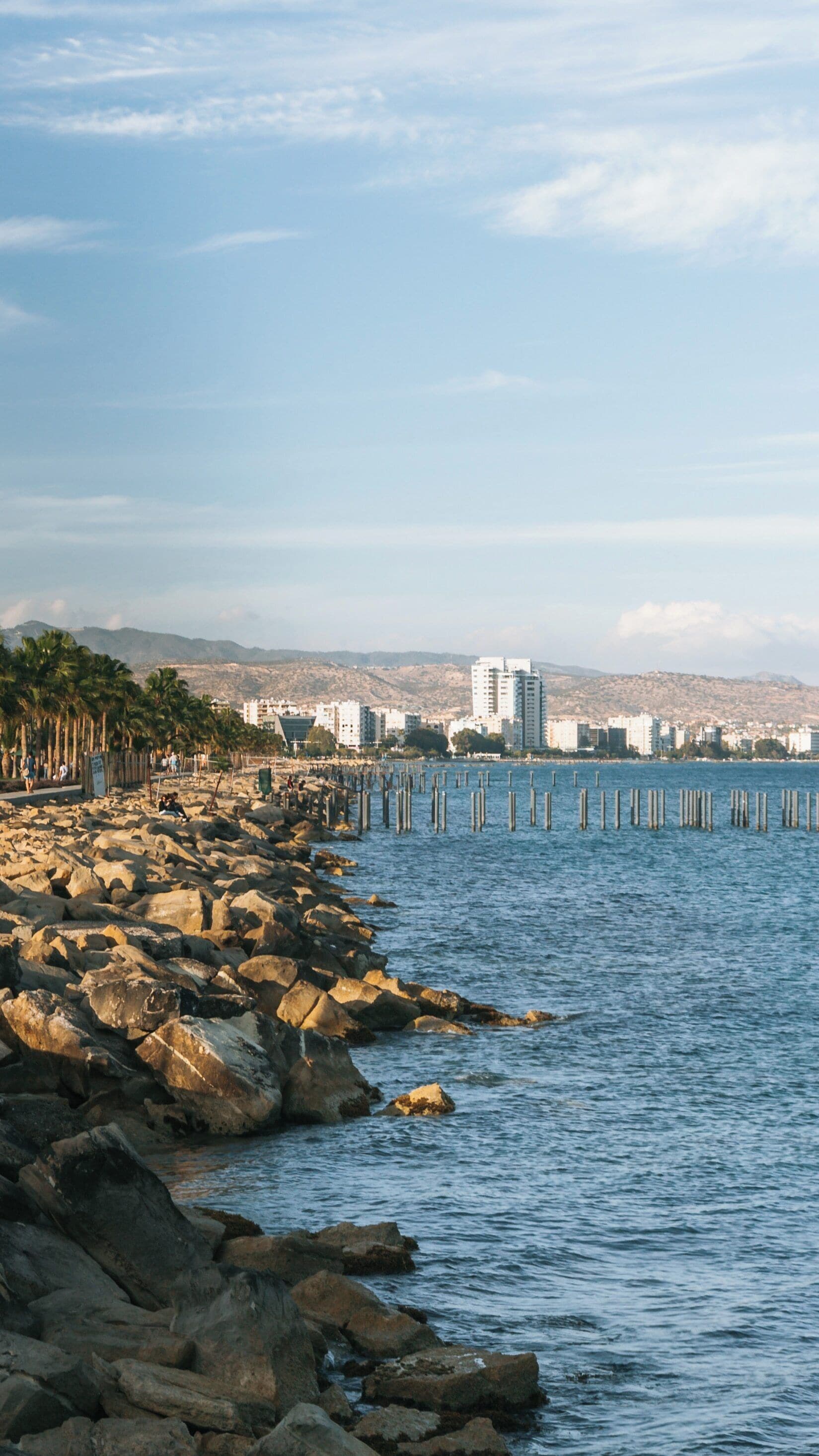 Seafront promenade along the Old Town of Limassol in Cyprus showcases picturesque coastal views and city life