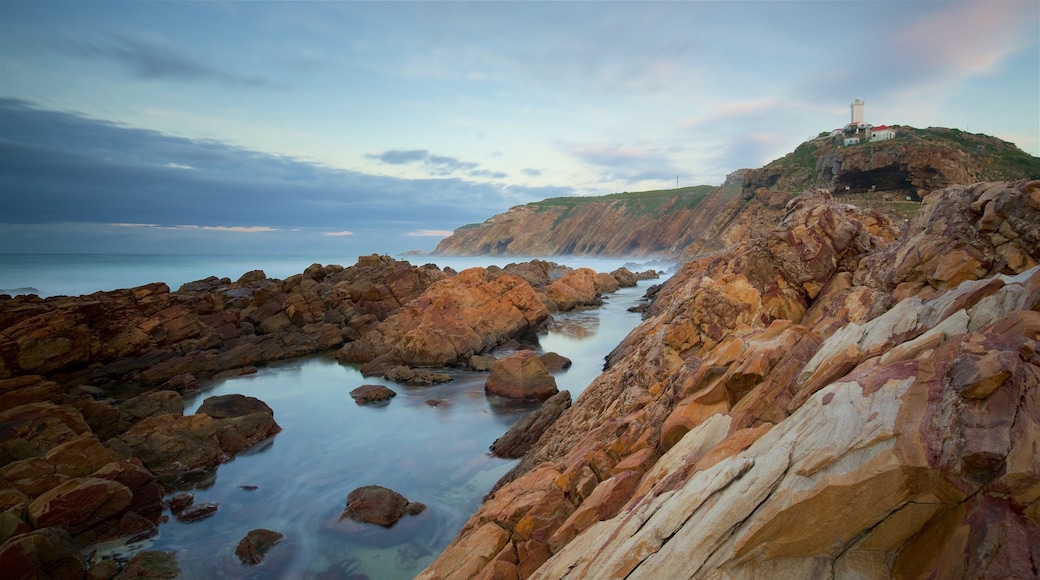 Garden Route showing a sunset, rugged coastline and general coastal views