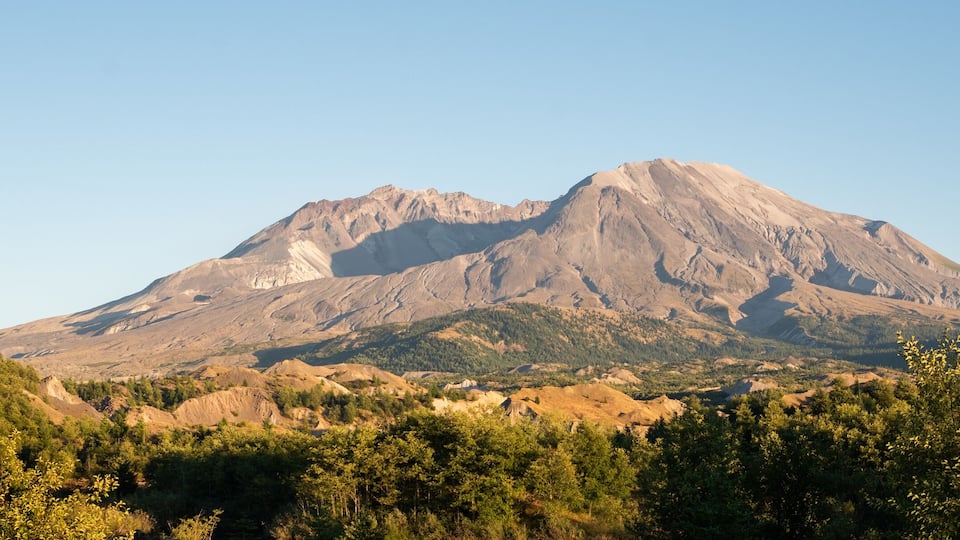 A mountain with a clear sky.