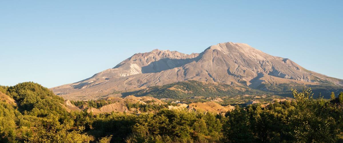 A mountain with a clear sky.
