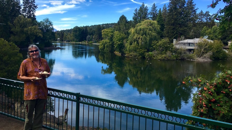 Walking around Mirror Pond, in Bend, Oregon.