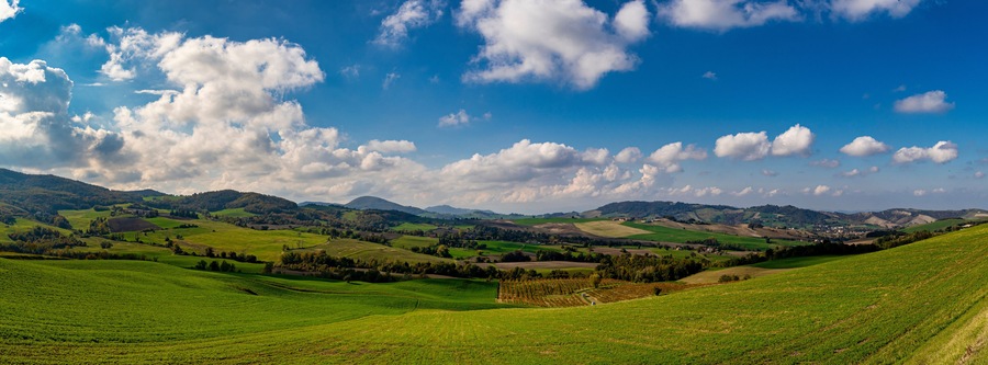 The hills of Casatico in autumn, Langhirano, Parma, Emilia Romagna, Italy