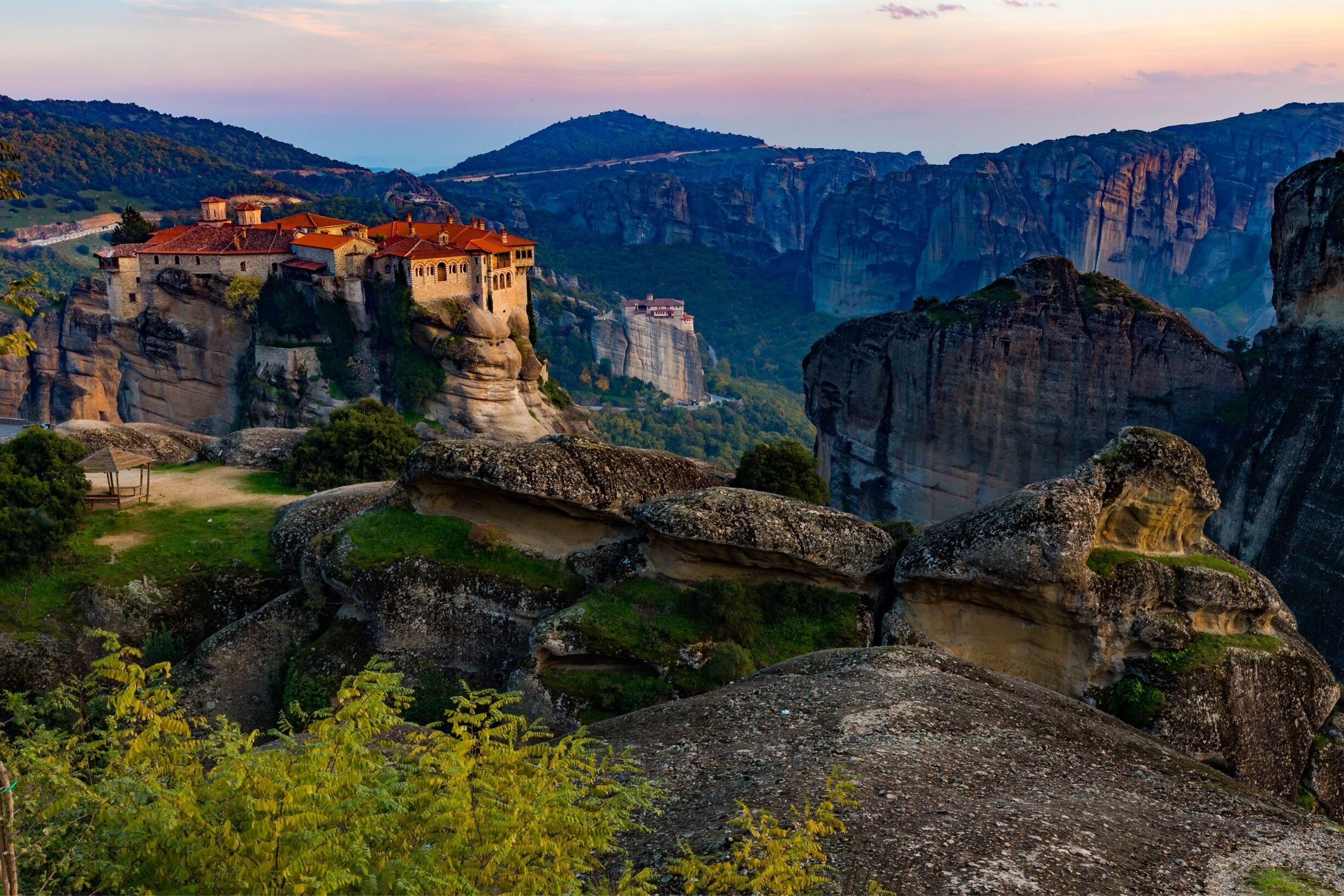 Meteora at sunset