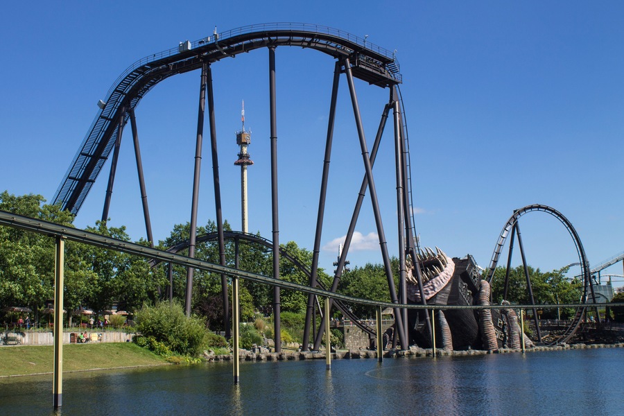 Roller coaster in theme park "Heide Park," in Soltau, Germany.; Shutterstock ID 1207559809; Purchase Order: -