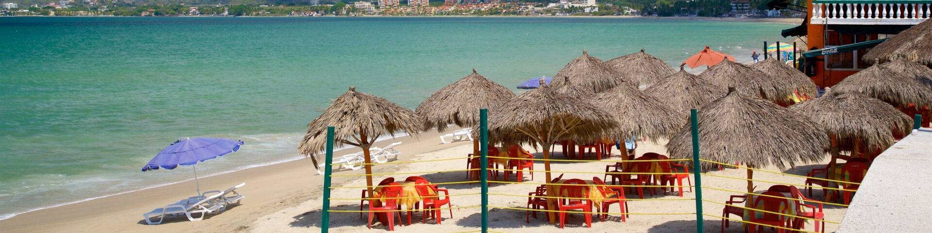 Bucerías que incluye escenas tropicales, una playa y vista general a la costa