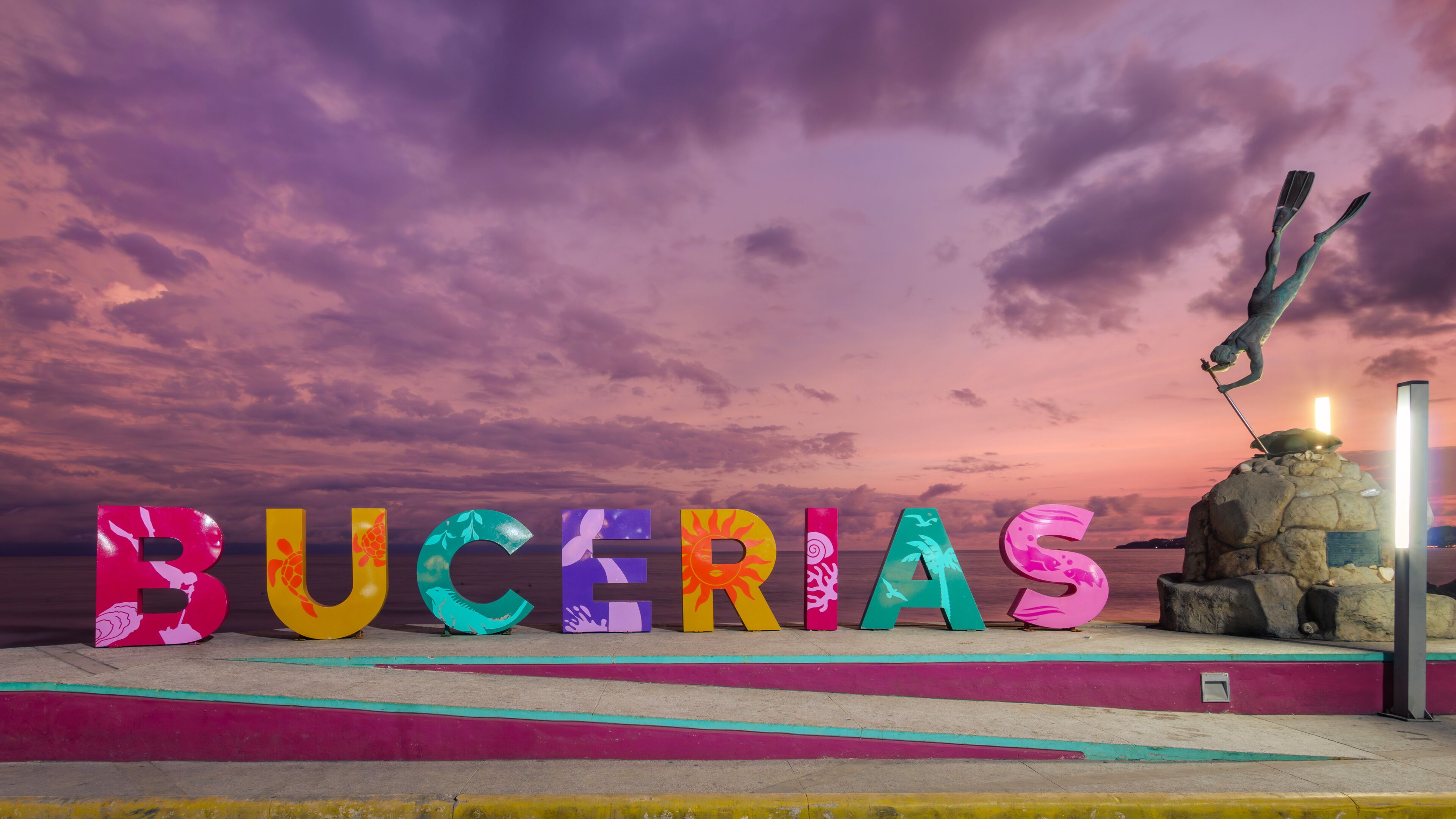 Sunset at Bucerías town in Riviera Nayarit, Mexico