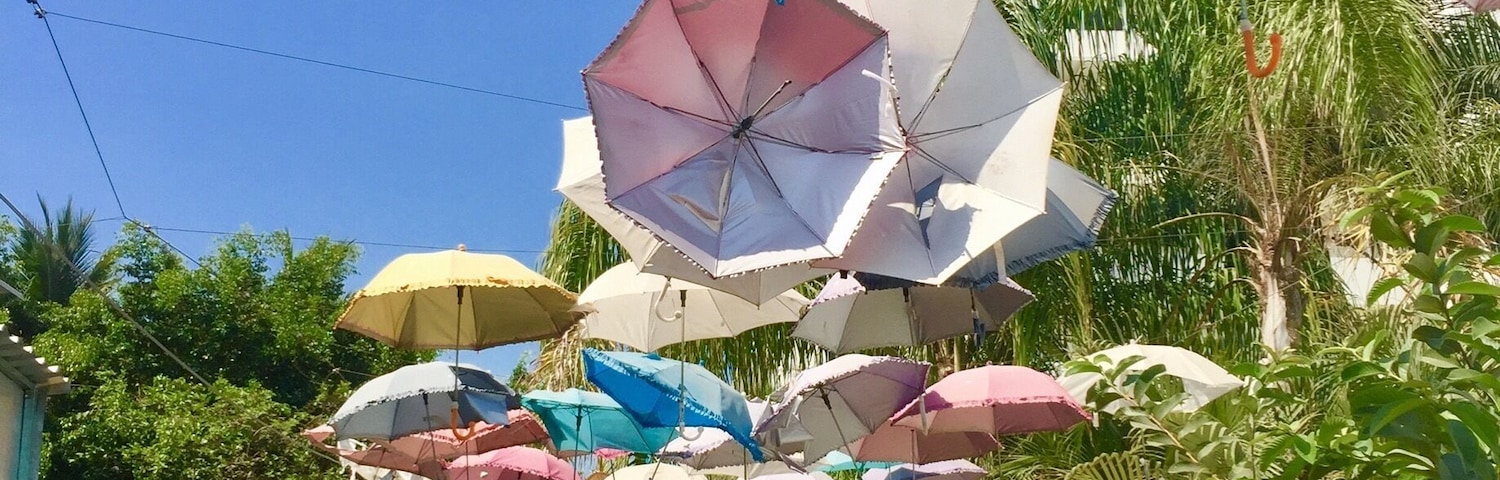 Bucerias in Mexico. Colourful umbrellas
