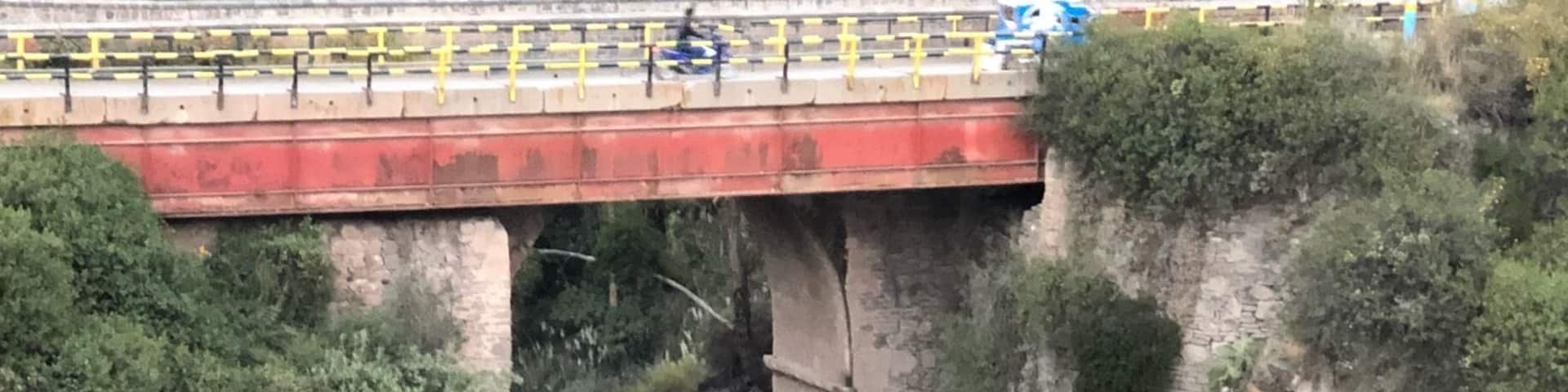 Inca bridge in Chivay, Peru