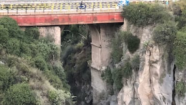 Inca bridge in Chivay, Peru