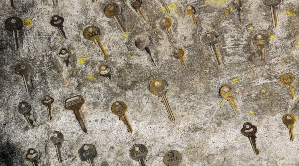 This is a sidewalk in Juayua, El Salvador. I'm not sure where the keys originated, but it's definitely a clever way to recycle; and puts a whole new meaning to the term "Street Art".
#ElSalvador #Juayua #Art