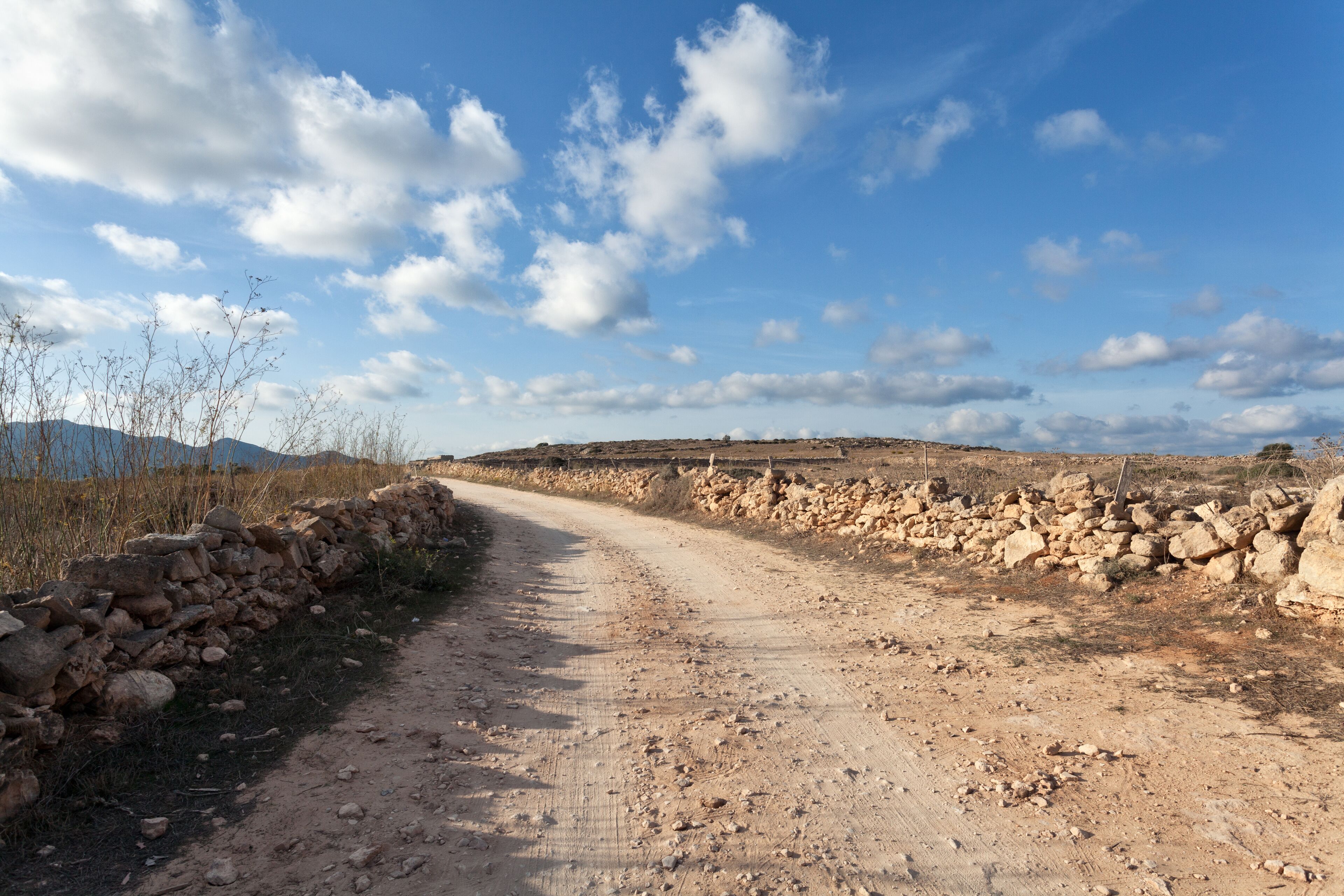 Unpaved country road in Favignana, Egadi Islands, Sicily