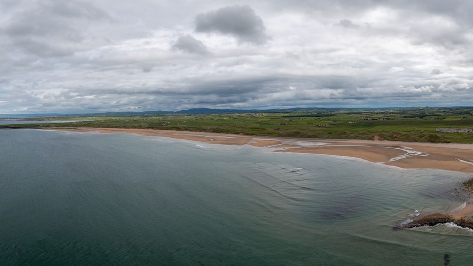 drone panorama of Doughmore Bay and Beach in County Clare in western Ireland