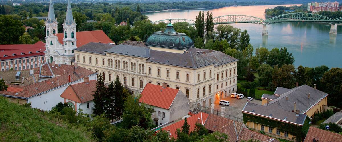 Esztergom showing a river or creek, heritage architecture and a bridge