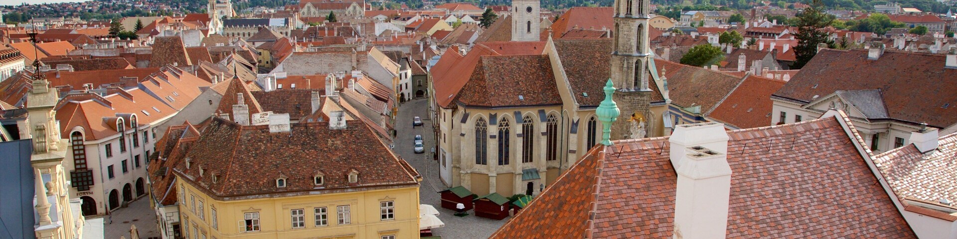 Sopron mostrando elementos patrimoniales y una ciudad
